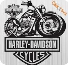 the harley davidson logo is shown in black and white, with an image of a skull on