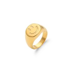 [MATERIAL]: Yellow brass with real 18k gold plated. Our ring will not tarnish or turn green. Emoji Ring, Gold Chunky Ring, Smiley Face Ring, Funky Rings, Friendship Ring, Face Ring, Clean Sterling Silver, Birthday Gift Ring, Chunky Ring