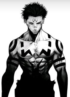 an anime character with black and white hair, holding his hands on his hipss