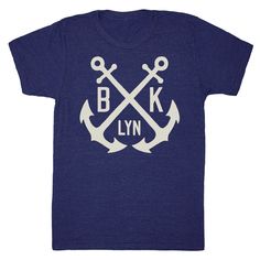 GNOME ENTERPRISES | Handprinted in Brooklyn, New York. Our Brooklyn Anchors shirt is printed by hand on a high quality, sweatshop-free, vintage inspired tri-blend tshirt. It's super soft so it already feels like your very favorite tee. - Vintage fit and feel - 50% poly | 25% rayon | 25% cotton - Color: athletic indigo Please take a moment to review our size chart before placing your order: Unisex Sizes | Chest / Waist XS | 30-32 | 28-30 SM | 34-36 | 30-32 MD | 38-40 | 32-33 LG | 42-44 | 33-34 XL Pre-shrunk Blue Crew T-shirt, Navy Crew Neck T-shirt With Screen Print, Blue Nautical Crew Neck T-shirt, Blue Pre-shrunk Crew T-shirt, Nautical Navy Short Sleeve T-shirt, Navy Nautical Short Sleeve T-shirt, Nautical Style Cotton T-shirt With Graphic Print, Anchor Shirts, Beach Icon