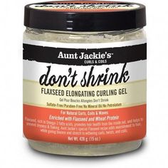 Aunt Jackie's Flaxseed Don't Shrink Curling Gel 15oz﻿This amazing styling gel gives beautiful stretch to shriveling curls, without flaking or caking.What will it do for my hair?Give dry, shriveled up curls and twists a nice stretch with ... Flaxseed Recipe, Flaxseed Gel, Flax Seed Recipes, Hair Coils, 4c Natural, 4c Natural Hair, Moisturizing Conditioner, 4c Hair, Natural Haircare