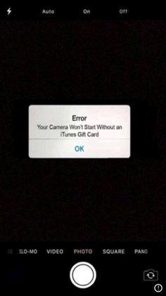 an iphone screen with the error message on it's display and no photo or text