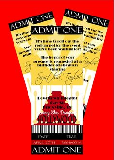 two admit tickets with the words admit one and another ticket for an adult only event