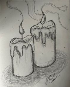 Drawing Of Candles, Candles Drawing Art, Sketch Ideas Aesthetic Vintage Easy, Cute Easy Drawings Sketches Simple, Melting Candle Drawing, Candle Art Drawing, Simple Easy Drawings, Candles Drawing, Drawing Candles