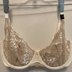 Non-Padded, Pretty Lace Demi Bra Bedazzled With Mini Crystals. 2 Ply Microfiber Wings Are Smooth And Invisible Under Clothes. Adjustable Straps And Hook & Eye Closure. Elegant Fitted Sheer Bra, Elegant Lined Underwire Bra, Victoria's Secret Fitted Bra For Wedding, Elegant Lace Bra By Victoria's Secret, Elegant White Bra With Lined Body, Victoria's Secret Elegant Underwire Bra, Elegant Victoria's Secret Underwire Bra, Victoria's Secret Fitted Wedding Bra, Elegant Victoria's Secret Lace Bra