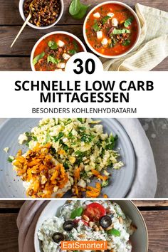 the cover of 30 schnelle low carb mittagesen is shown