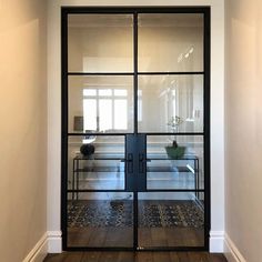 Thermal break iron french double door with 4lites Black French Doors Interior, Double French Door, Glass Office Doors, French Doors Living Room, Indoor Glass Doors, External French Doors, French Doors Bedroom, French Double Doors, Steel French Doors