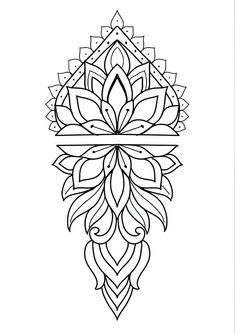 a black and white drawing of a flower with leaves in the shape of a cross