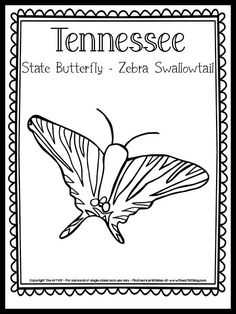 a black and white image of a butterfly with the words tennessee state butterfly - zebraswall