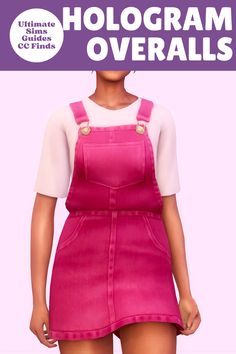 a woman in pink overalls with the words hologgram overalls on it