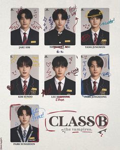 an advertisement for the korean tv series class b featuring young men in suits and ties