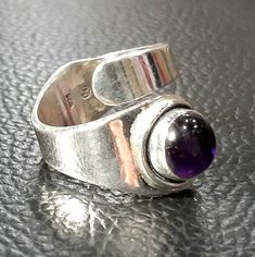 Silver Amethyst Open Ring Stamped 925, Silver Open Amethyst Ring Stamped 925, Adjustable Hallmarked Silver Amethyst Ring, Silver Amethyst Open Ring, Silver Amethyst Ring With Round Band, Silver Open Amethyst Ring, Silver Amethyst Gemstone Ring With Round Band, Adjustable Hallmarked Purple Rings, Adjustable Amethyst Stackable Rings