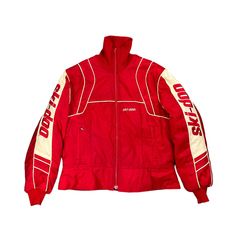 Vintage 70s Bombardier Ski Doo Red Bomber Racing Nylon Jacket Snow Size 20 USA Material: 100% nylon with polyester filling Size from tag: 20 Measurements: Length: 26 inches Pit to pit: 24 inches Shoulders: 20 inches Sleeve: 25 inches Condition 7.5/10 - used 70s vintage, small hole at the collar , distressed embroidery at the sleeve Vintage Red Track Jacket For Outdoor, Vintage Long-sleeve Nylon Track Jacket, Vintage Long Sleeve Nylon Track Jacket, Vintage Style Long Sleeve Nylon Track Jacket, Vintage Nylon Track Jacket For Winter, Retro Red Track Jacket For Outdoor, Vintage Red Track Jacket For Winter, Retro Red Sports Outerwear, Red Retro Track Jacket For Outdoor