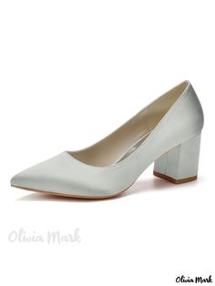 Olivia Mark - Exquisite Womens Low Heel Bridal Pumps – Elegantly Crafted Heels for Special Occasions Silver Low Heels, Fall Toes, White Athletic Shoes, Bridal Pumps, Pointed Shoes, Womens Low Heels, Silver Pumps, Spaghetti Strap Mini Dress, Bridesmaid Shoes