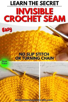 the instructions for how to crochet an invisible crochet seam with this video