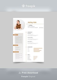 a professional resume template with an orange and white color scheme on the front, side and back