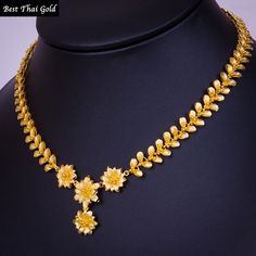 This Shop has a Special Free Gift (Chain) for Every Order. 😊🙏 Item : 1 x Necklace For : Women, Girl Type : GOLD PLATED over Brass, Nickel free Purity: 96.5% Surface: Sand Matted Size approx: 18 inches Weight: ~ 52 grams Color: Yellow Gold ( slightly +/- from photo ) Handmade from Thailand. Thai gold plating technic really solid and stunning look. Rewarding your life from hard working, match up your dress, bridesmaid wedding engagement or a gift to someone special for you. The Craftsmanship of Necklaces For Women Jewelry, Flower Design Gold Necklace, 16 Grams Gold Necklace Designs, 5 Grams Gold Necklace, Gold Pendant Designs For Women, Gold Necklaces Women, Wedding Gold Jewelry, Women Gold Necklace, Small Gold Necklace