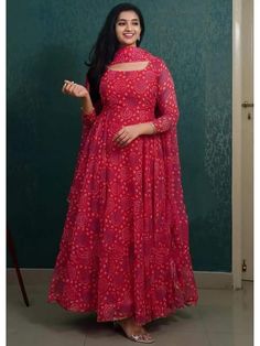 Lahriya Anarkali Suit, Georgette Floral Anarkali Dress, Bandhani Frock Suit, Georgette Printed Anarkali Suits, Chunri Print Suit Design, Frock Suit Anarkali Simple, Georgette Anarkali Suits Plain, Umbrella Suit Design, Bandhani Anarkali Dress