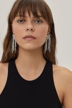 Statement Diamante Curved Fringe Earrings | Nasty Gal Curved Fringe, Outfit Plan, Shine On, Fringe Earrings, Style Statement, Piercings