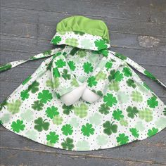 Goose Clothes Complete Holiday Goose Outfit St Patrick's Shamrock Dress and Top Hat Goose Outfits, Porch Goose, Lawn Goose, Gold Glitter Dress, Irish Clothing, Goose Clothes, Clover Print, Festive Dress, Red Polka Dot Dress