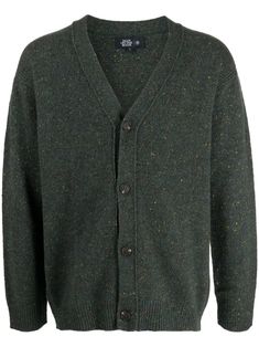 dark green wool blend knitted construction V-neck front button fastening long sleeves ribbed cuffs and hem straight hem Cardigan Green, Knitwear Men, Green Wool, Knitwear Cardigan, Dark Green, Wool Blend, Knitwear, Button Up, Long Sleeves