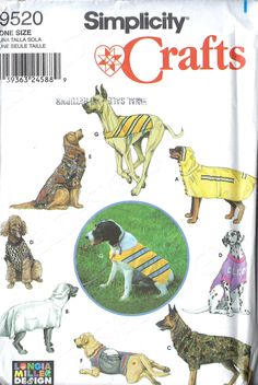 an image of some dogs wearing sweaters on the cover of a sewing pattern book