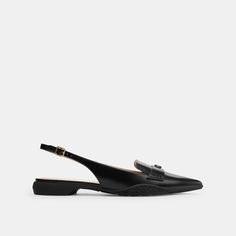 A relaxed easy-to-wear style our smooth leather Carrie skimmer is detailed with our tonal Signature hardware for a heritage touch. Featuring a sophisticated pointed toe the flat slingback silhouette is finished with a non-skid rubber sole for great traction and a padded footbed for all-day comfort. | Coach Carrie Skimmer - Women's Size 5 - Black Business Slingback Sandals, Elegant Flat Leather Slingback Sandals, Modern Flat Slingback Pumps For Formal Occasions, Leather Flat Slingback Pumps With Removable Insole, Leather Pointed Toe Slingback Pumps For Work, Leather Flat Slingback Pumps For Office, Flat Leather Slingback Pumps For Work, Chic Leather Flat Slingback Pumps, Chic Pointed Toe Flats With Branded Insole For Business