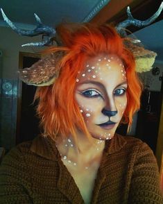 Makeup Karakter, Deer Makeup, Halloweenský Makeup, Animal Makeup, Deer Costume, Special Effects Makeup, Stage Makeup, Christmas Makeup