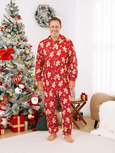 Celebrate Christmas with the whole family in matching outfits that feature gingerbread man pattern and “Cookies for Santa” print, and keep your fur babies involved with a pet bandana. Bring your loved ones closer with sentimental memories in this comfortable and soft pajamas.
* Please add each size separately to your shopping cart.
* Piece of product: Each size includes 1 set of pajamas (1 top+1 bottom), or 1 romper, or 1 pet bandana.
* For children's safety, pajamas should be snug-fitting or flame-resistant. These kids' and babies' pajamas are flame-resistant.
* Product features: Flame-resistant pajamas for kids and babies.
* Fabric characteristics: Soft and comfortable.
* Neckline: Round.
* Sleeves: Long.
* Style: Matching outfits, suitable for home, leisure and Christmas.
* Fit: Moderat Gingerbread Man Pattern, Gingerbread Pattern, Pajamas For Kids, Family Matching Pajamas, Christmas Onesie, Pajamas Sets, Soft Pajamas, Matching Pajamas, Celebrate Christmas