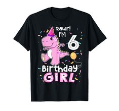 PRICES MAY VARY. Girl Six Rex 6th Birthday Shirt Six Dinosaur 6 Year Old T-shirt. Design features a dinosaur with a party hat. Great birthday tee shirt for girls aged 6 who are big T Rex fans. RAWR I'm 6 Six-rex. Funny present for T Rex fans, turning 6 toddler, dinosaurs lover, legend, nephew, daughter, youth, teen, guys, kinder, schoolgirl, girl, schoolboy, boy, son on 6th birthday party in 2023 Lightweight, Classic fit, Double-needle sleeve and bottom hem 6th Birthday Shirt, 6th Birthday Girls, 3rd Birthday Shirt, Funny Presents, Birthday Tee, 6th Birthday Parties, Old T Shirts, 6th Birthday, Dinosaur Birthday