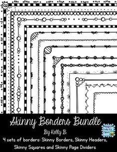 Skinny Borders Bundle. Four sets of borders: borders, headers, squares, and page dividers each with 21 matching designs. $ Bullet Journal Mental Health, Page Dividers, Doodle Borders, Page Borders, Digital Classroom, Bullet Journal Doodles, Fonts Alphabet, Teaching Tools