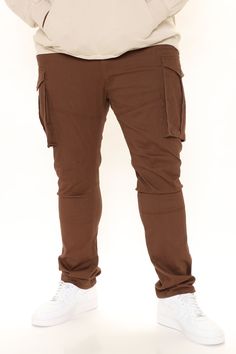 Available In Brown. Button Closure Zip Fly Cargo Pockets Zip Pocket 34" Inseam 98% Cotton 2% Spandex Imported | Mens Summer Games Cargo Pants in Brown size 34 by Fashion Nova Slim Cargo Pants, Summer Games, Button Down Shirt Mens, Review Fashion, Shop Mens Clothing, Mens Activewear, Brown Fashion, Mens Bottom, Mens Summer