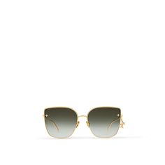 LOUIS VUITTON® - Lv Charm Cat Eye Sunglasses - Gold Louis Vuitton Sunglasses, Visible Light, Louis Vuitton Official, Luxury Sunglasses, Gold Sunglasses, Color Dorado, Flower Studs, Eye Shapes, Flower Charm