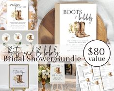 boots and baby bridal shower bundle for $ 80 with free printable price tags