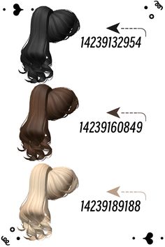 ˚₊· ͟͟͞͞➳❥ Retro Curly Dainty Pony Black Hair Id Roblox, Brown Hair Roblox Id, Brookhaven Codes, Bloxburg Outfits, Blocksburg Outfit Codes￼, Roblox Hair, Bloxburg Decals Codes Aesthetic, Hair Roblox