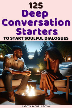 text reads - 125 deep conversation starters to start soulful dialogues Deep Conversation For Couples, Intimate Conversation Topics, Great Conversation Starters For Couples, Deep Conversations For Couples, Husband And Wife Conversation Starters, Conversation Prompts For Couples, Deep Conversation Starters For Friends, Intimate Conversation Starters, Date Night Questions For Married Couples Conversation Starters