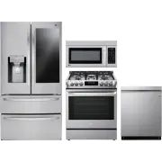 the kitchen appliances are all stainless steel