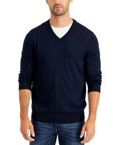 For cool-weather style that goes with anything from jeans and a T-shirt to a button-down and khakis, choose the classic silhouette and super-soft feel of this comfortable merino wool V-neck sweater from Club Room.


 	Regular fit
 	V-neck
 	Ribbed-knit neckline, cuffs and hem
 	STANDARD 100 by OEKO-TEX® certified as free from harmful levels of over 300 substances
 	Wool/acrylic
 	Machine washable
 	Imported Powerful Man, Business Casual Wear, Club Room, Plus Size Designers, Sweater Collection, Room Size, Plus Size Shopping, Wool Blend Sweater, Mens Navy