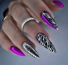 Zebra Nails, Trendy Nail, Trendy Nail Art, Nail Designs Glitter, Bling Nails, Fancy Nails, Best Acrylic Nails