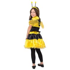 QUEEN BEE IS BUZZIN AROUND! Spend hours of fun in this adorable fairy bee costume! With it being comfortable, durable, and adorable, any little girl will love this costume! Invite your friends over and let the fun begin! COSTUME SET INCLUDES: 1x short sleeve top 1x skirts 1x pair of wings 1x antenna headband VERSATILE: Great for Halloween stage, kids parties, or one-on-one playtime year-round. Use the costume for birthday parties or any themed party! How fun! ADDITIONAL FEATURES: The costume is Bumblebee Costume, Antenna Headband, Costume For Girls, Bee Costume, Bee Dress, Animal Costumes, Costume Set, Shop Dress, Costume Themes