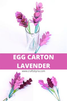 Pic of an egg carton lavender flower Art And Craft Projects For Adults, Recycled Flower Craft, Egg Carton Crafts For Adults, Egg Carton Flowers Kids, Christmas Recycled Crafts, Egg Carton Flowers Diy, Recycled Art Projects Upcycling, Springtime Crafts For Kids, Cardboard Flowers