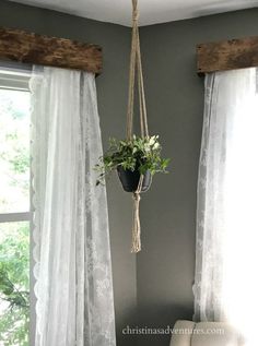 diy wood window valance hanging from the ceiling