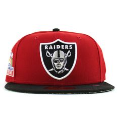 the oakland football team's new era snapback hat is shown in red and black