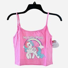 My Little Pony Classic Vintage Mlp Gusty Over The Rainbow Pink Cropped Tank Top Note: Please View All Photos Carefully For Item Description. Thank You! Pink Unicorn Print Top For Summer, Pink Cropped Tank Top, Manifest Board, Colorful Crop Tops, Y2k Vibes, Rainbow Shirt, Over The Rainbow, Girls Wear, Classic Vintage