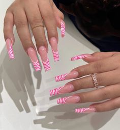 Pink Zebra Nails, Zebra Print Nails, Zebra Nails, Nagel Tips, French Acrylic Nails, Square Acrylic Nails, Nail Arts