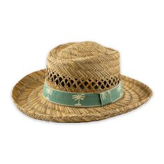 Cool and Breathable Panama Straw Hat Stay cool and stylish with our Panama Straw Hat featuring a green crown band adorned with palm tree images. Crafted from woven straw, this hat is both breathable and lightweight. It's ideal for sunny days. The palm tree band adds a touch of tropical charm, ideal for beach outings or casual strolls. Designed for comfort and style, it offers excellent sun protection. Embrace a laid-back look with this versatile accessory. Order your Panama Straw Hat today. Trad Summer Beach Hats With Adjustable Fit, Adjustable Fit Straw Hat For Summer, Adjustable Summer Straw Hat For Spring, Adjustable Fit Summer Straw Hat For Spring, Adjustable Fit Straw Hat For Spring And Summer, Summer Straw Hat With Upf 50+ And Adjustable Fit, Adjustable Sun Hat For Spring Vacation, Adjustable Fit Sun Hat For Spring Vacation, Summer Travel Hat Made Of Palm Leaf