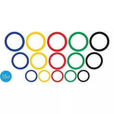 six different colored rings are shown in the same color as each one is white, blue, green, yellow, and red