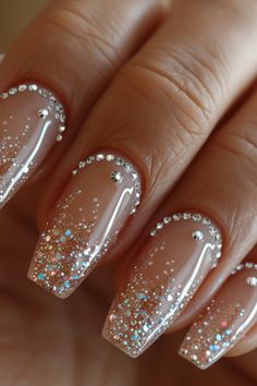 White Nail Designs Elegant Bridal Nails, Sparkling Nails, Wedding Day Nails, Bridal Nails Designs, Thanksgiving Nail Designs, Thanksgiving Nail Art, Bridal Nail Art, Graduation Nails, White Nail Designs