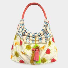 Style No : [432117] Fsb506-Mul Color : Multi Theme : Flower & Leaf, Pom Pom, Shell, Tassel Size : 20" X 15" Strap Size : 11" L Two Inside Slip Pocket One Zipper Pocket Magnetic Closure Made In India Floral Embroidery Tassel Pom Pom Shoulder / Tote Bag White Tassel Shoulder Bag For Daily Use, White Shoulder Bag With Tassels For Daily Use, Spring Multicolor Shoulder Bag With Floral Embroidery, Rectangular Tassel Bags For Spring, Spring Shoulder Bag With Tassels For Daily Use, Spring Travel Shoulder Bag With Tassels, Daily Use Shoulder Bag With Tassels, Bohemian Beige Shoulder Bag With Floral Embroidery, Bohemian Floral Embroidery Shoulder Bag For Spring