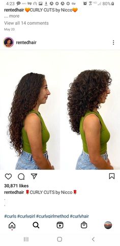 Rezo Cut Curly Hair Before And After, Long 2c Haircut, Oval Curly Haircuts, Mid Curly Haircuts, 3b Curly Hair Layers, Curl Haircuts For Women, U Shaped Haircut Curly Hair, Curly Cut Layers, Round Haircut Curly Hair